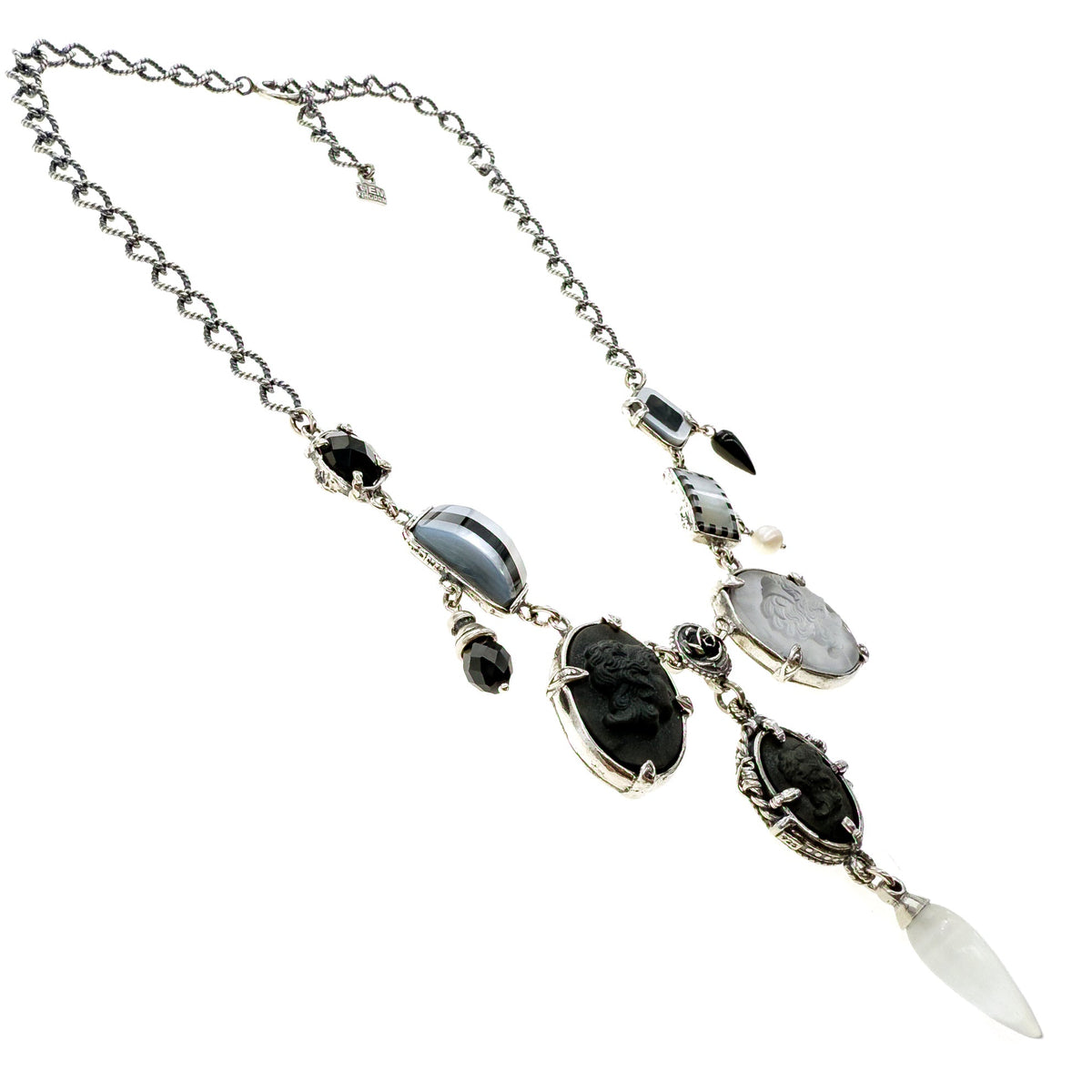 Black And White Cameo Necklace – Sterling Silver – Gem Kingdom