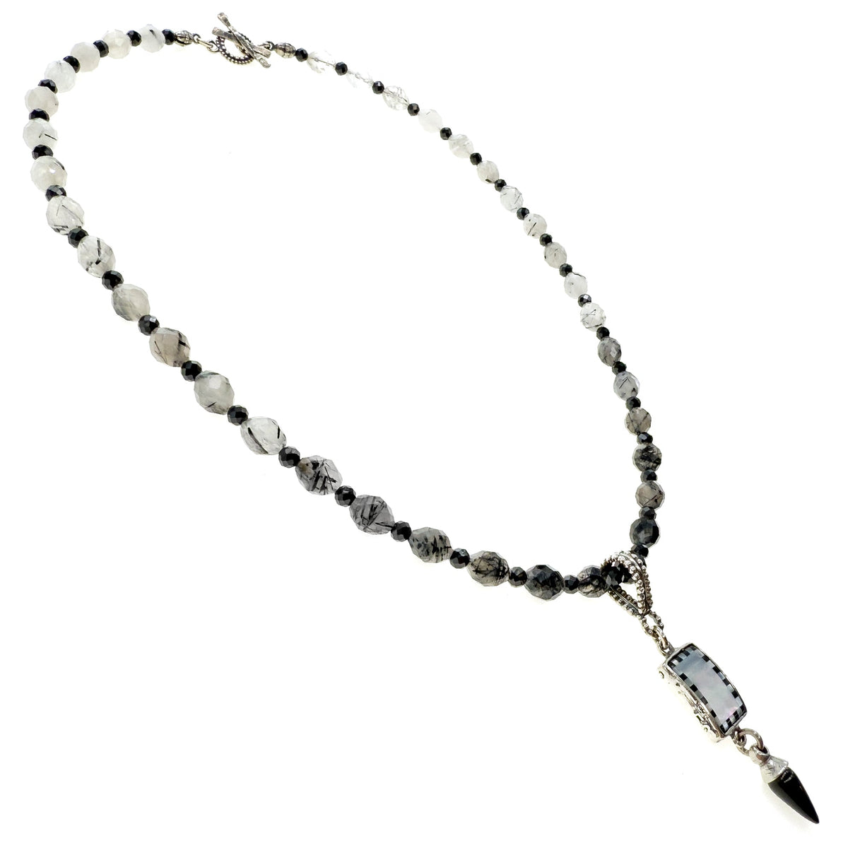 Black And White Rutilated Quartz Necklace – Sterling Silver – Gem Kingdom