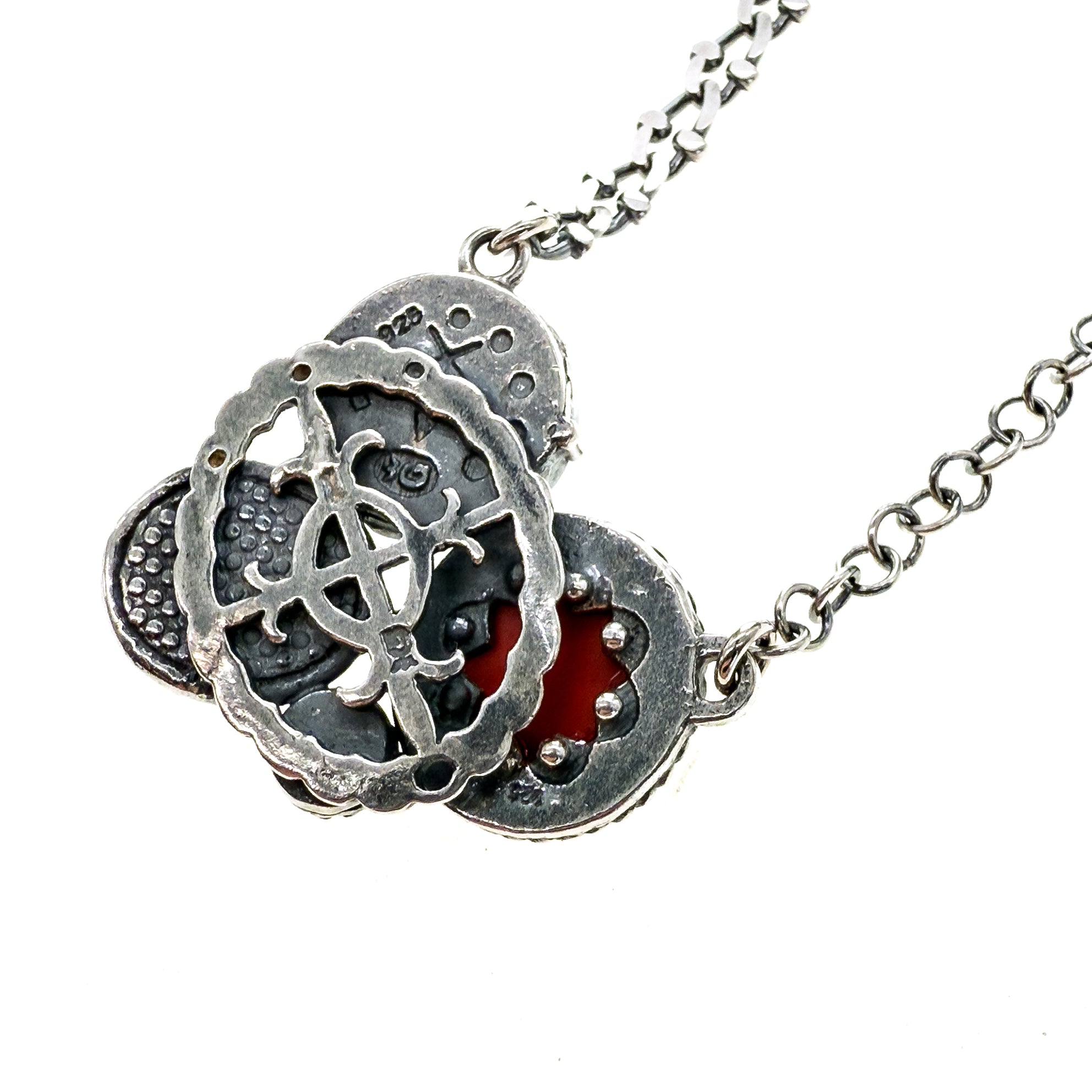 Red-Blue Intaglio Necklace – Sterling Silver – Gem Kingdom