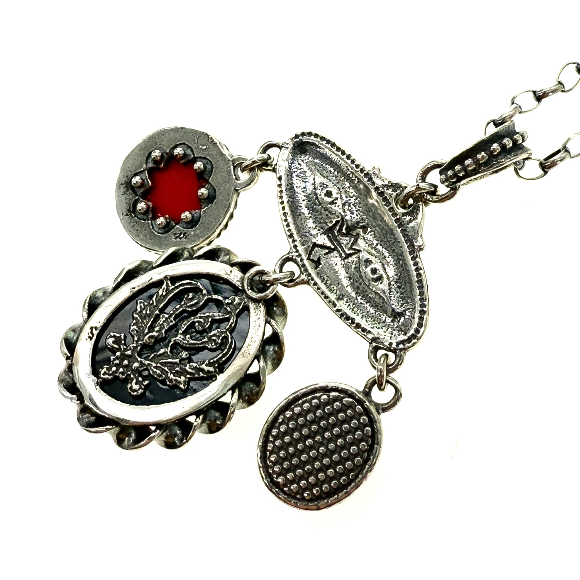 Pink Red Chandelier Necklace – Sterling Silver – Gem Kingdom