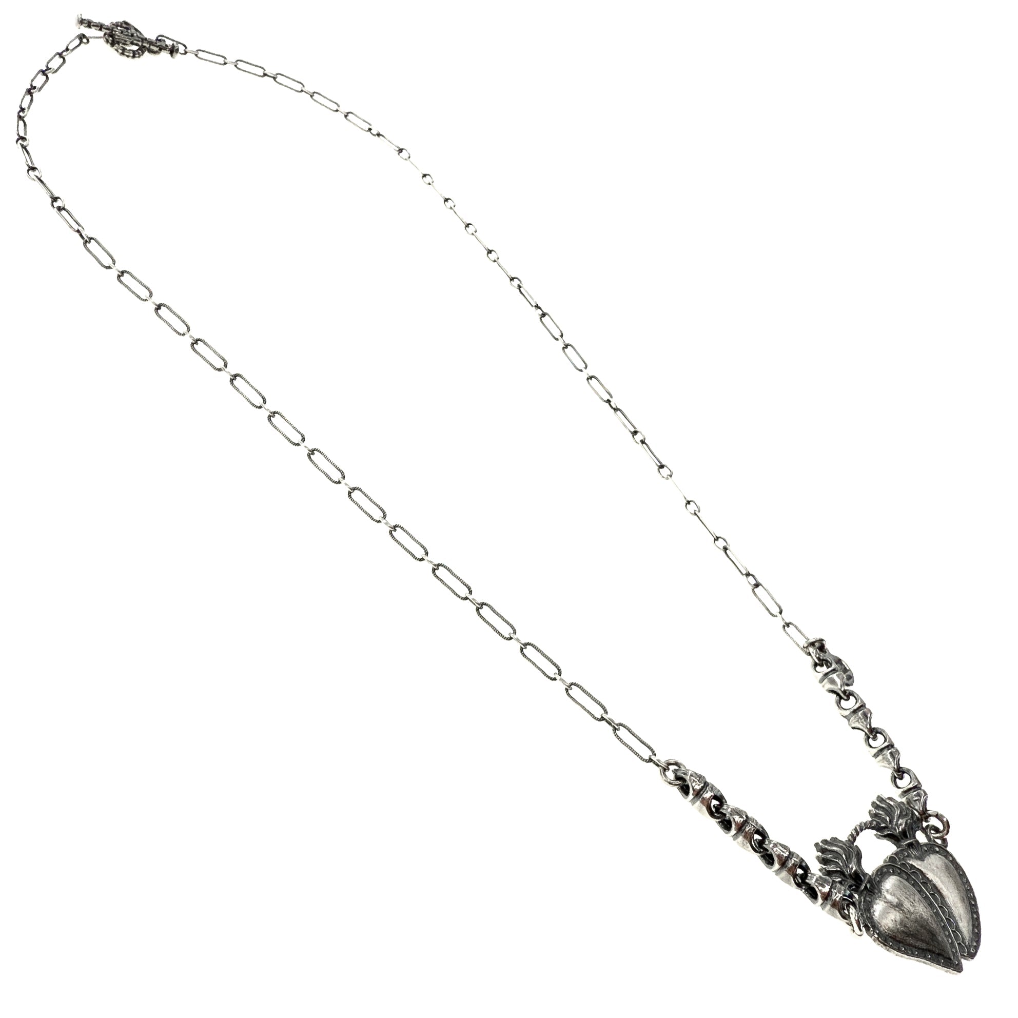 Double Sacred Heart Necklace – Sterling Silver – Gem Kingdom