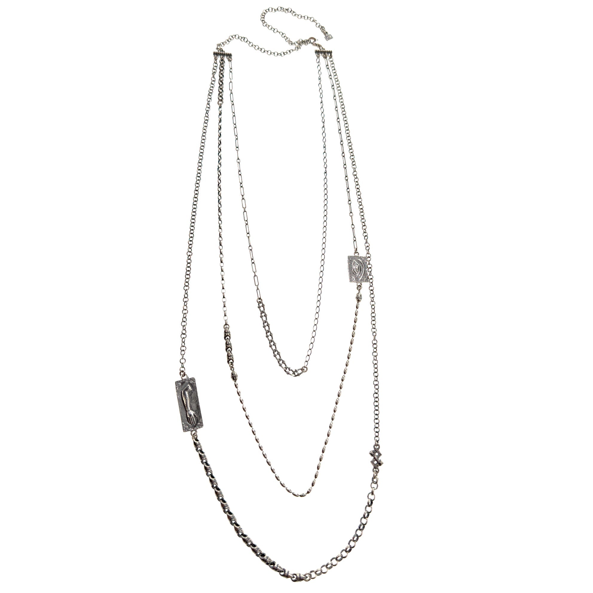 Ex Voto Layered Multi Chain Necklace – Sterling Silver – Gem Kingdom