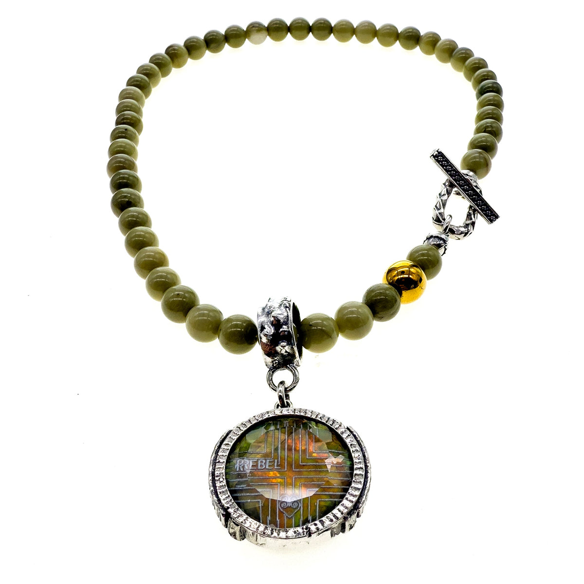 Rebel Rebel Matcha Green Beaded Necklace – Sterling Silver – Gem Kingdom