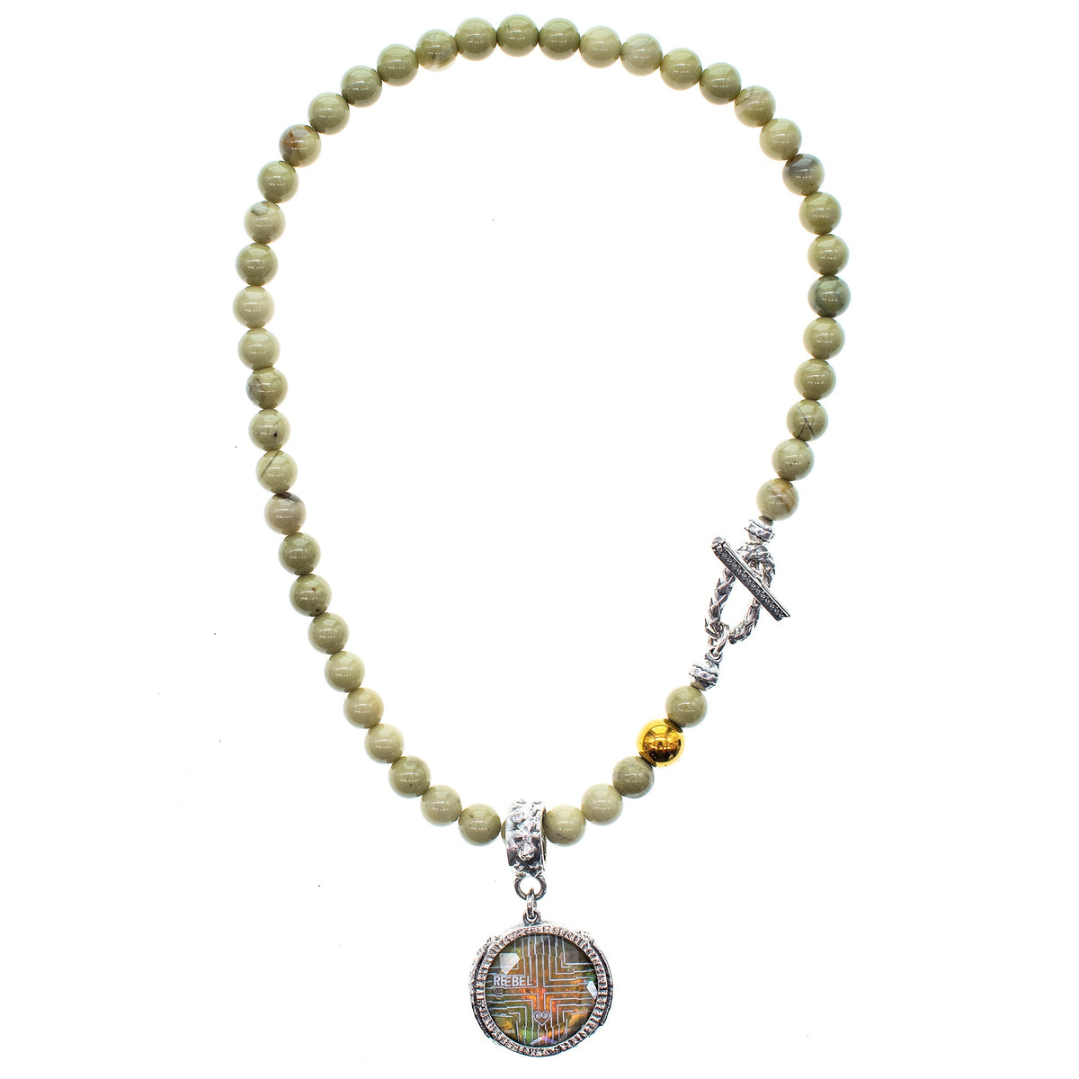 Rebel Rebel Matcha Green Beaded Necklace – Sterling Silver – Gem Kingdom