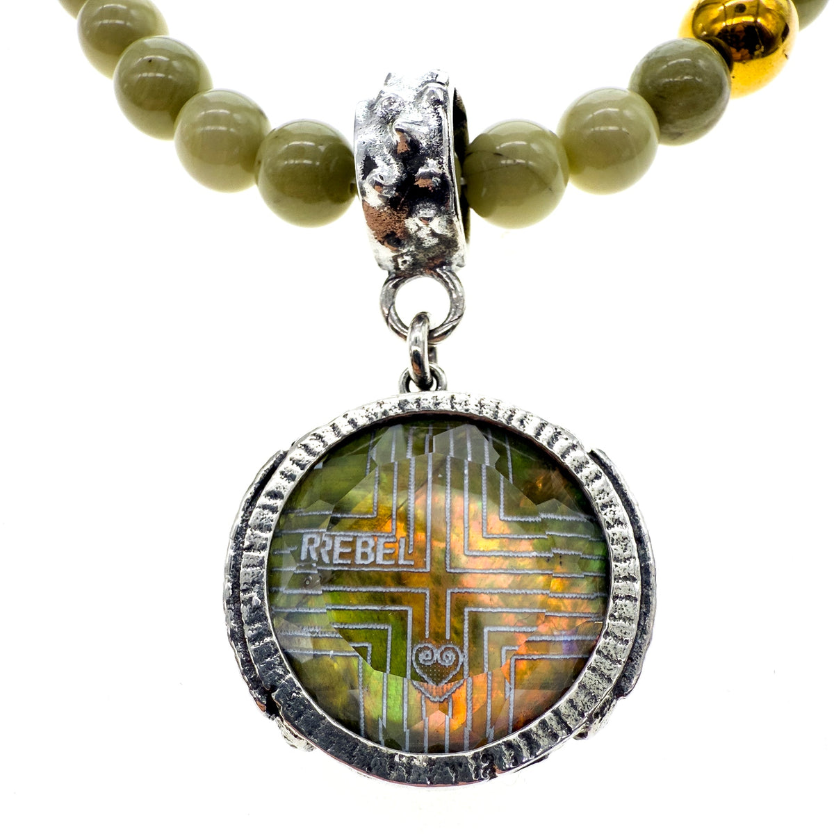 Rebel Rebel Matcha Green Beaded Necklace – Sterling Silver – Gem Kingdom