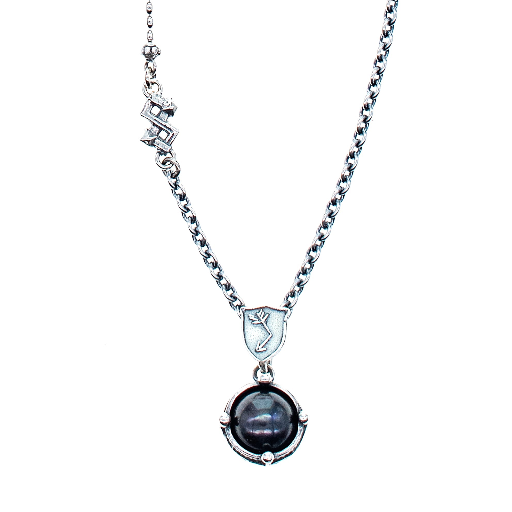 Black Pearl Pendant Sterling Silver Necklace – Sterling Silver – Gem Kingdom