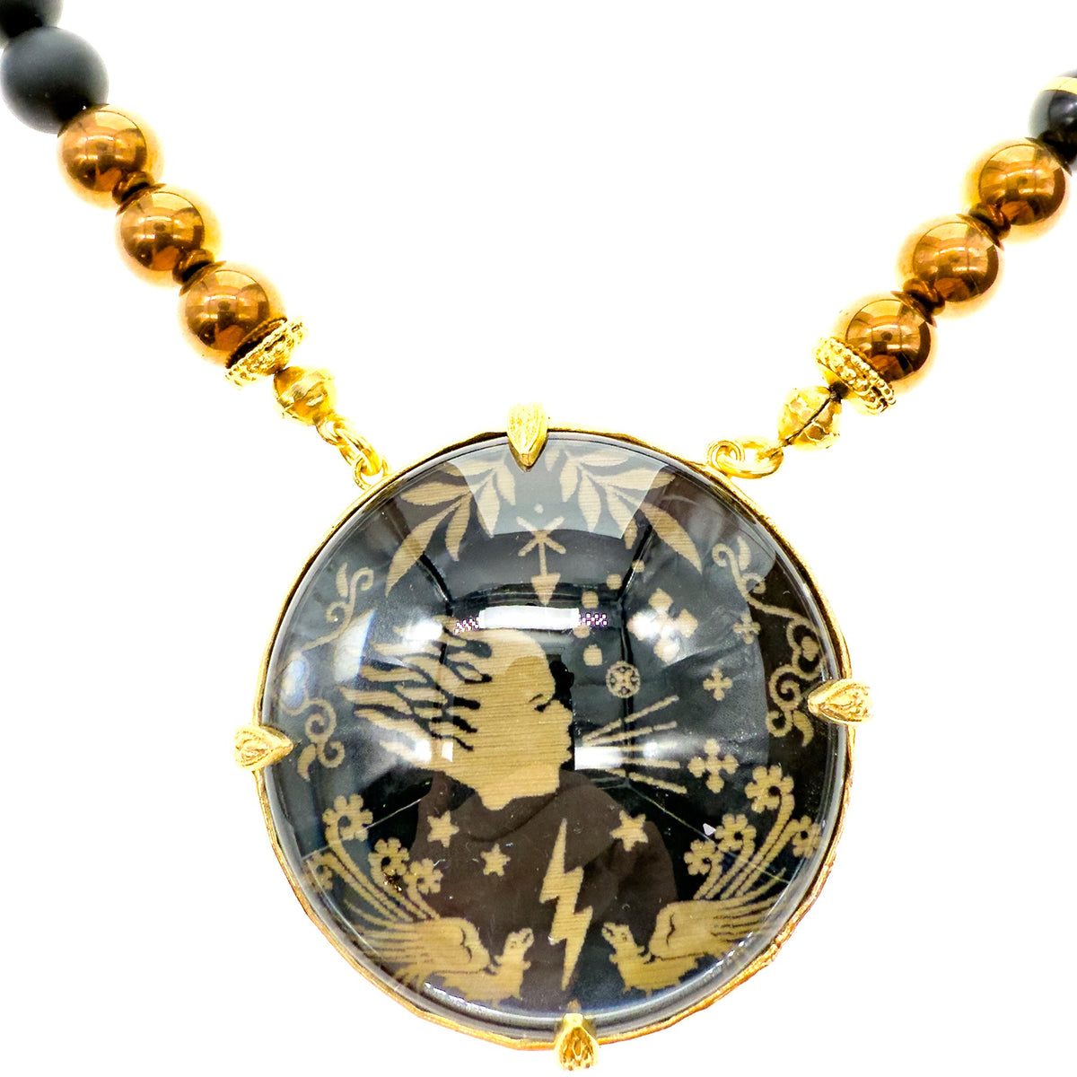 Black And Gold Crystal Necklace – Gold Plated – Gem Kingdom