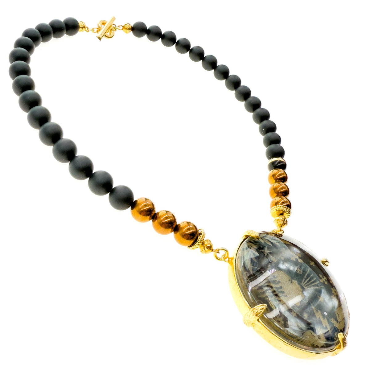 Black And Gold Crystal Necklace – Gold Plated – Gem Kingdom