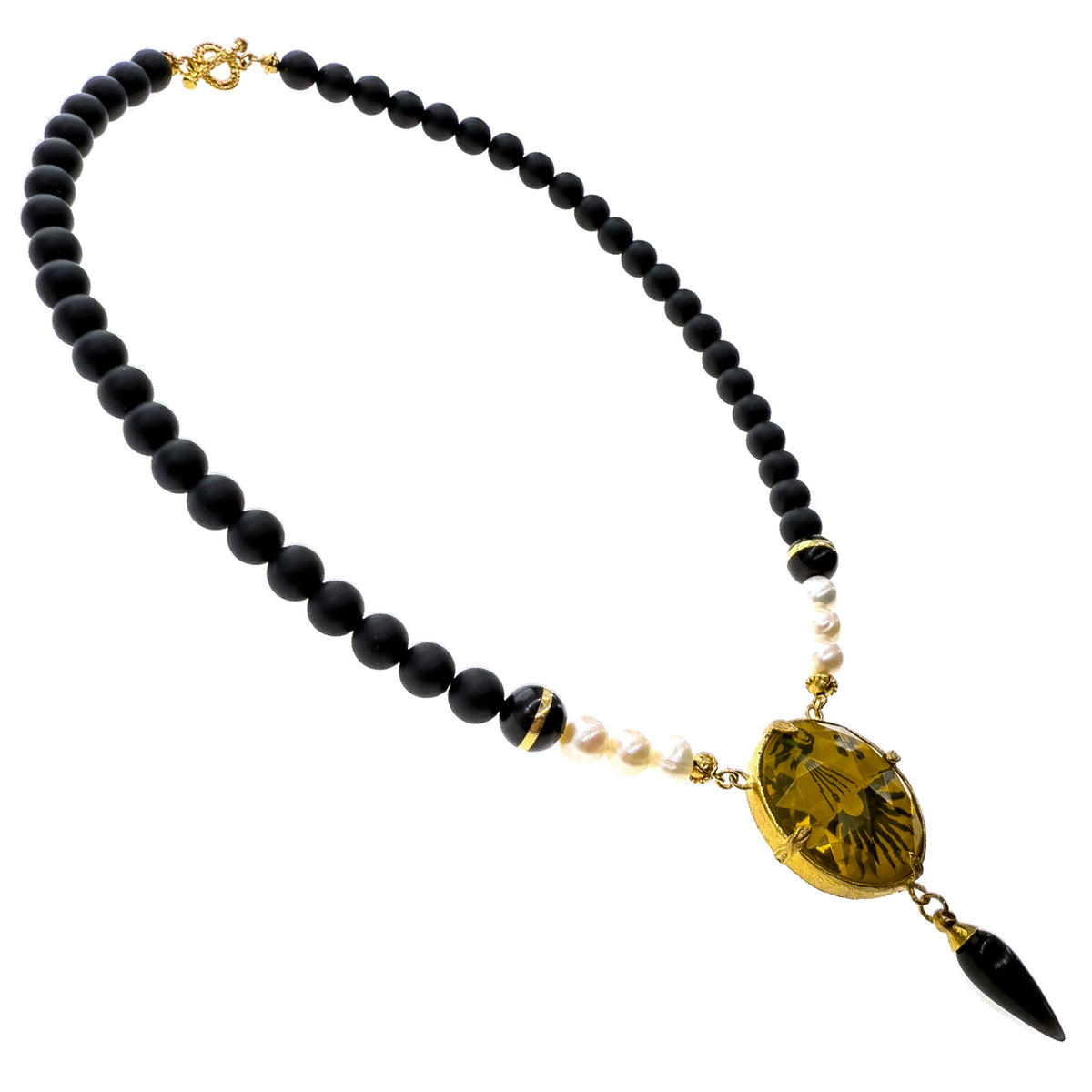 Black And Yellow Crystal Necklace – Gold Plated – Gem Kingdom