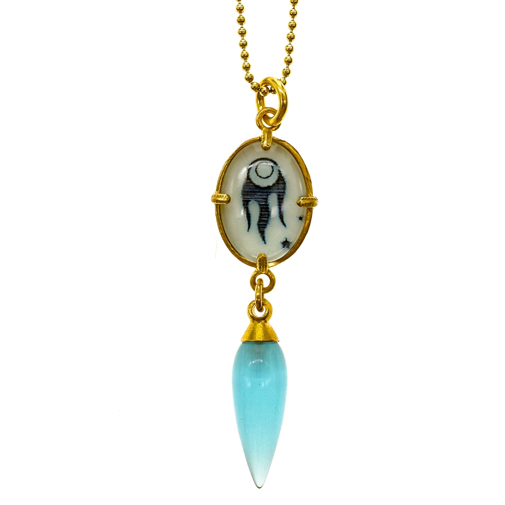 Blue Cosmic Glow Comet Necklace – Gold Plated – Gem Kingdom