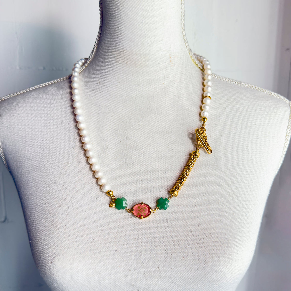 Parel En Intaglio Ketting – 18K Verguld – Gem Kingdom