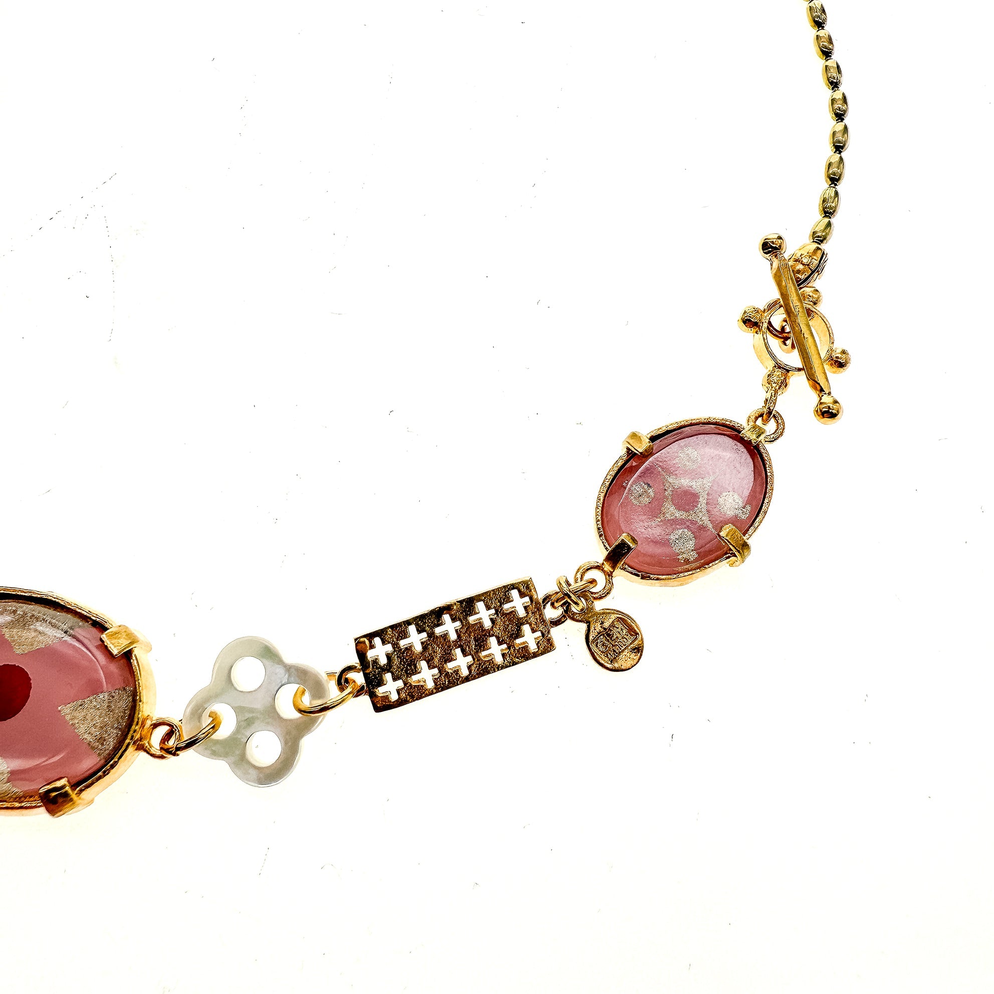 Pink Intaglio Charm Collar Necklace