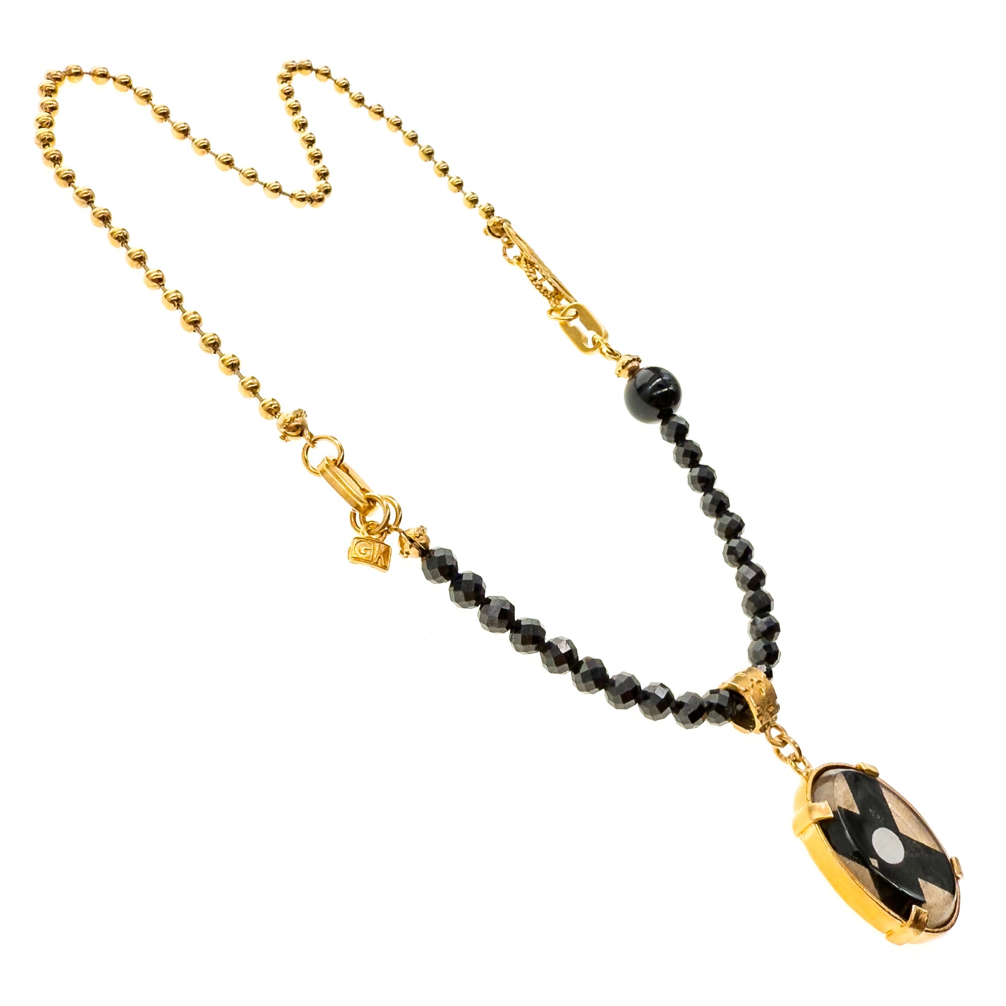Intaglio Pendant Black Spinel Necklace