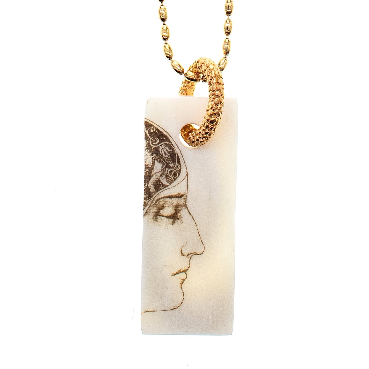 Face And Spiral Necklace White – 18k Gold Plated – Gem Kingdom