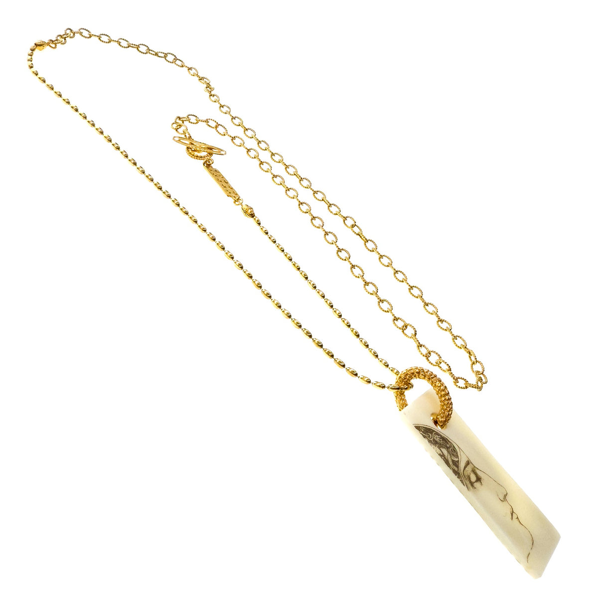 Face And Spiral Necklace White – 18k Gold Plated – Gem Kingdom