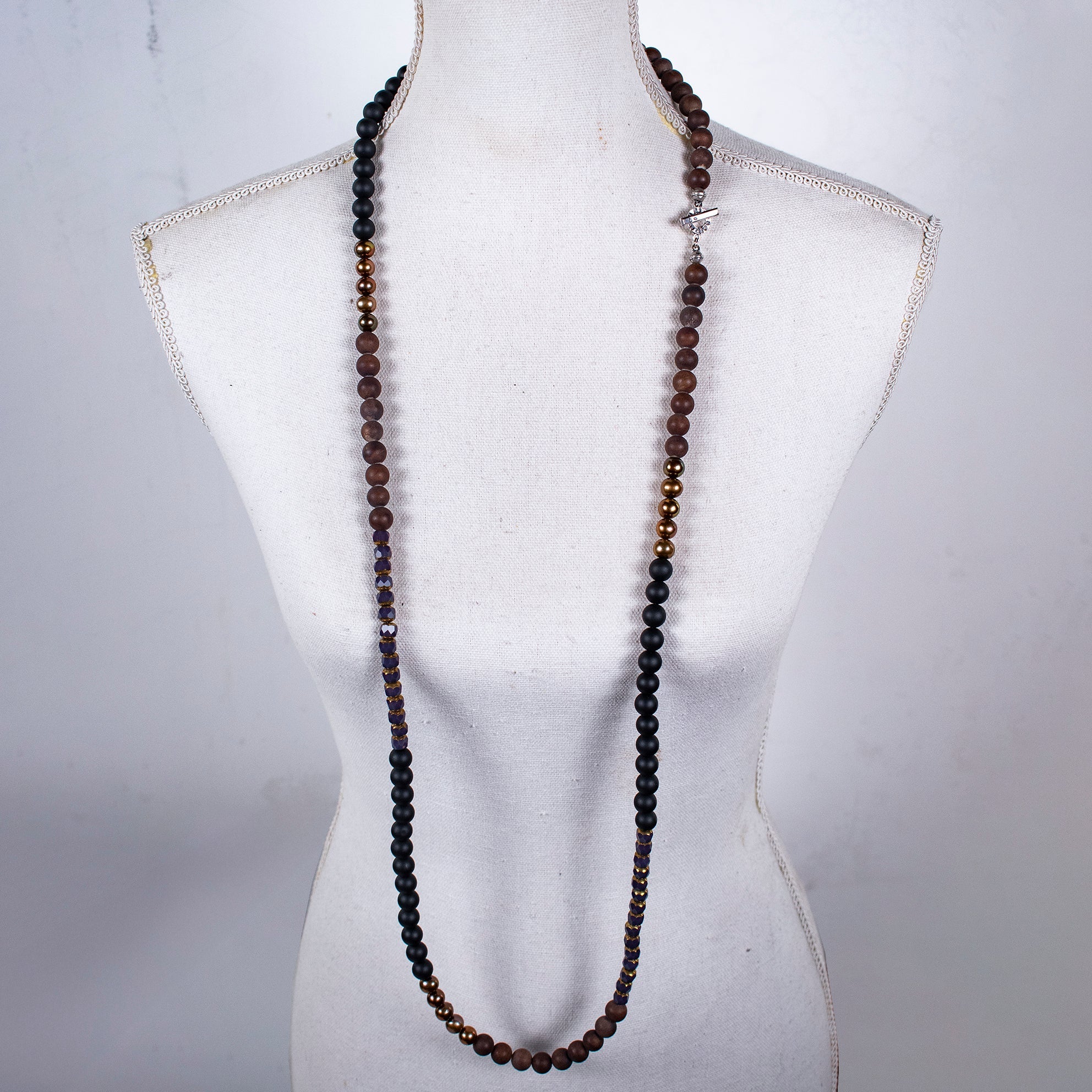 Mashan Jade & Black Matte Onyx Extra Long Necklace