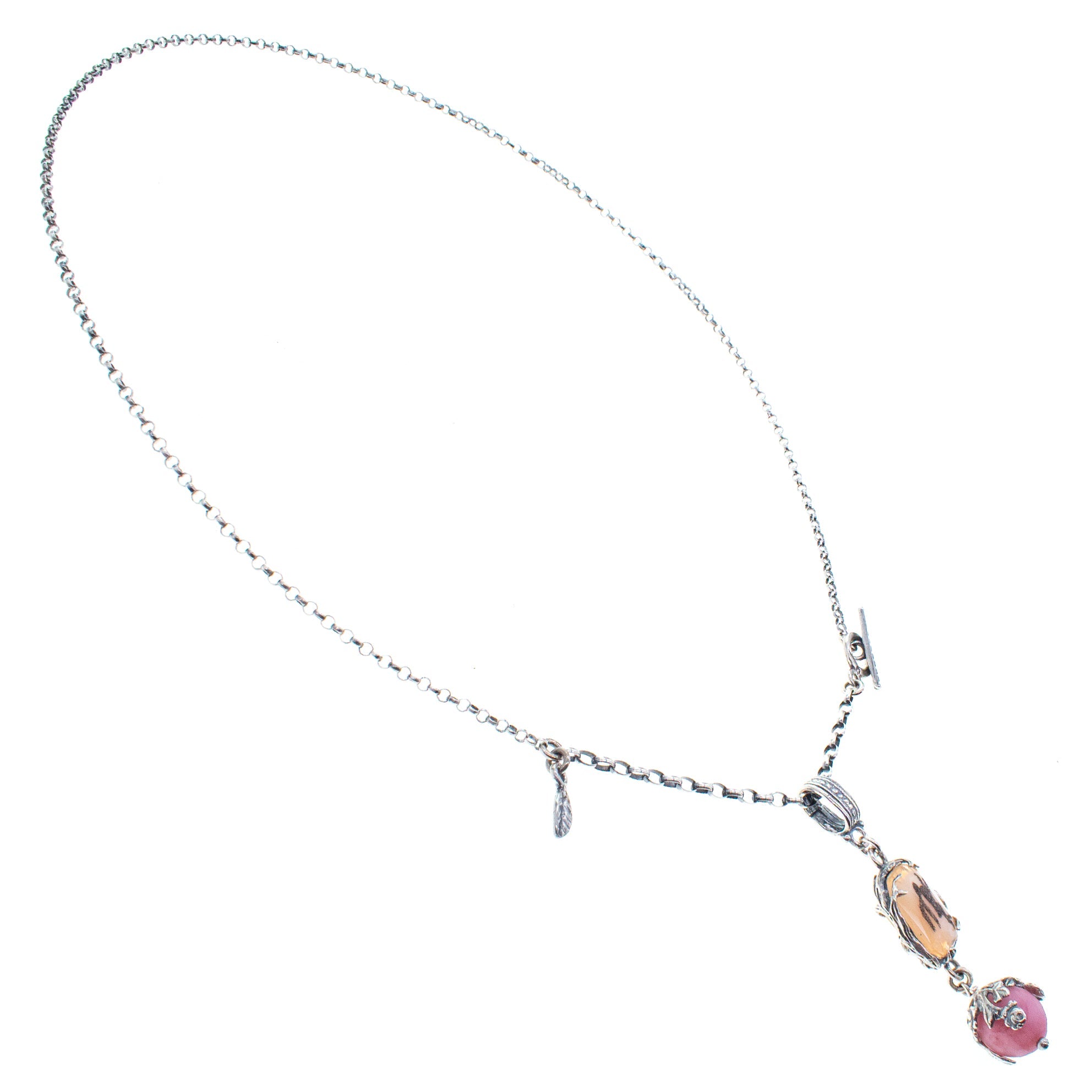 Pink Vintage Glass Hare Pendant Necklace – Sterling Silver – Gem Kingdom