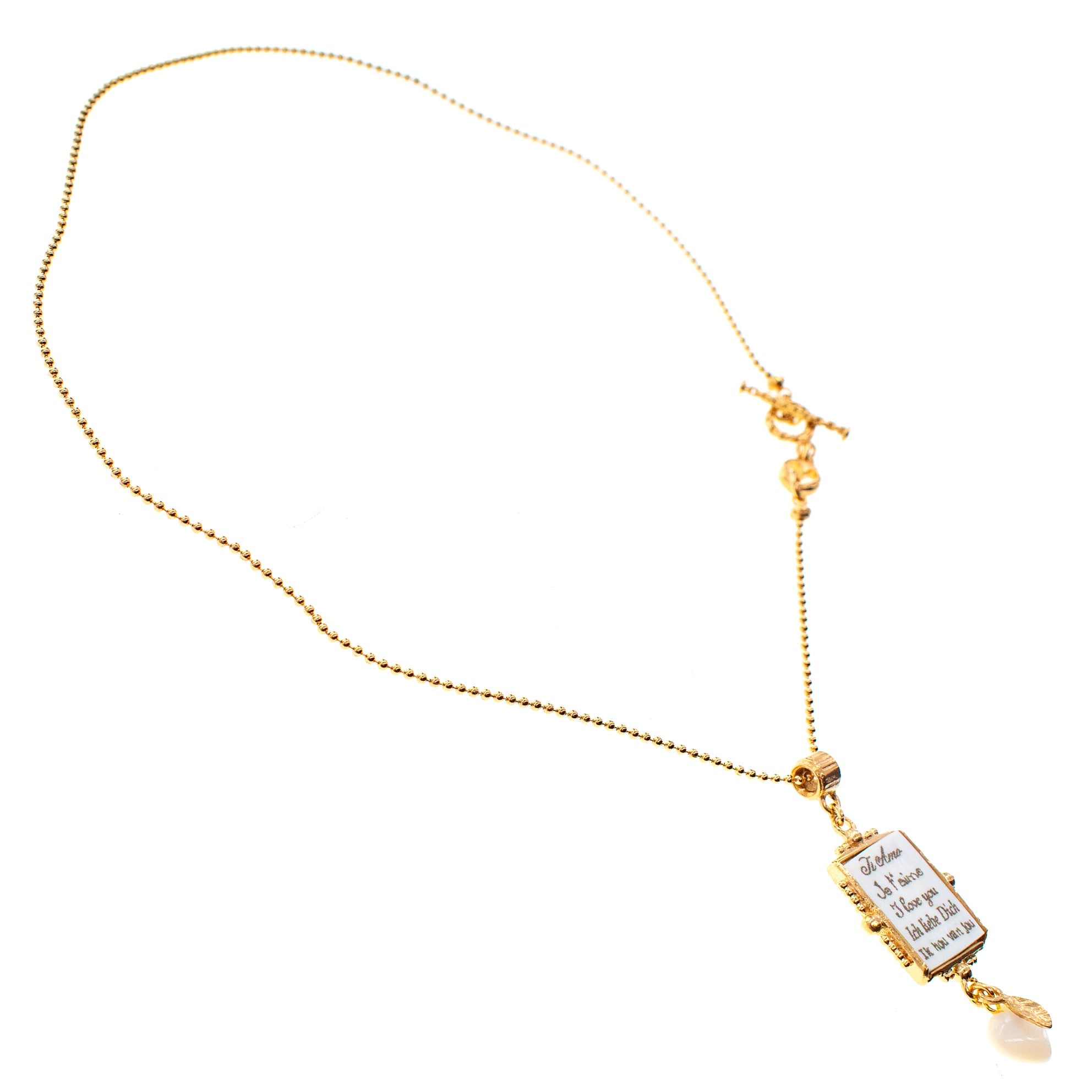 White Love Letter Necklace – Gold Plated – Gem Kingdom