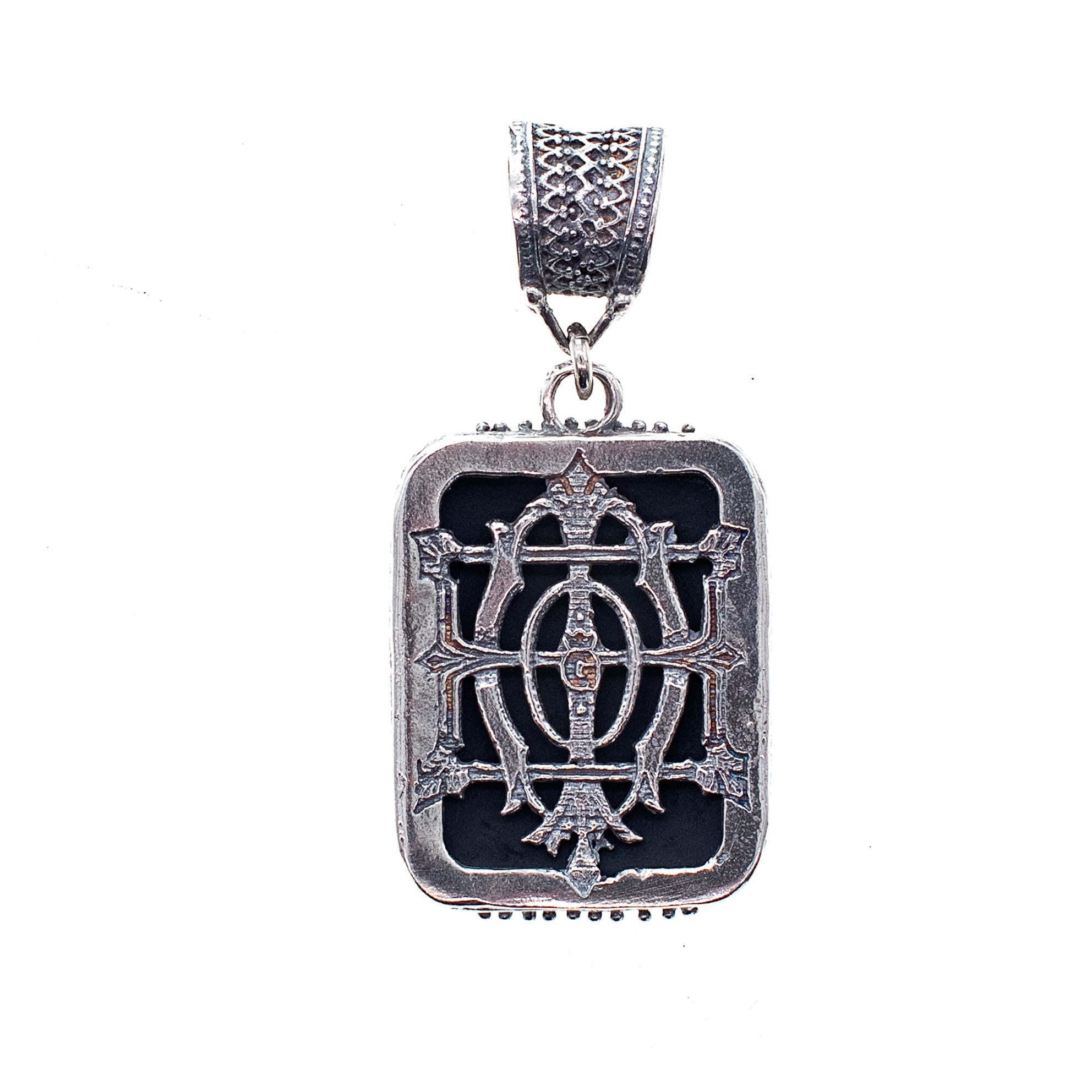 Black Vintage Glass Cameo Pendant – Sterling Silver – Gem Kingdom