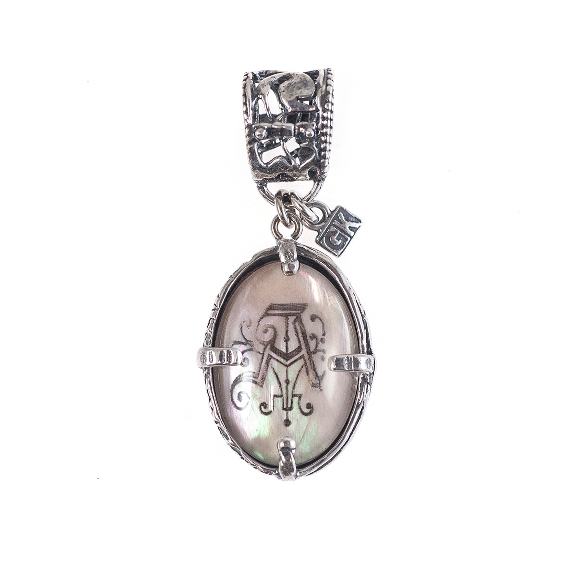 Sterling Silver Mother Of Pearl Monogram Necklace – Sterling Silver – Gem Kingdom