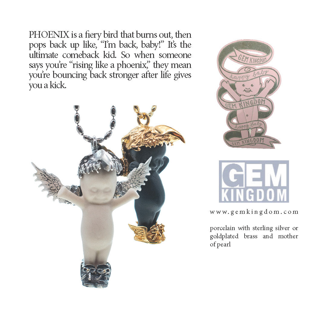 Phoenix Black And Silver Necklace – Sterling Silver – Gem Kingdom