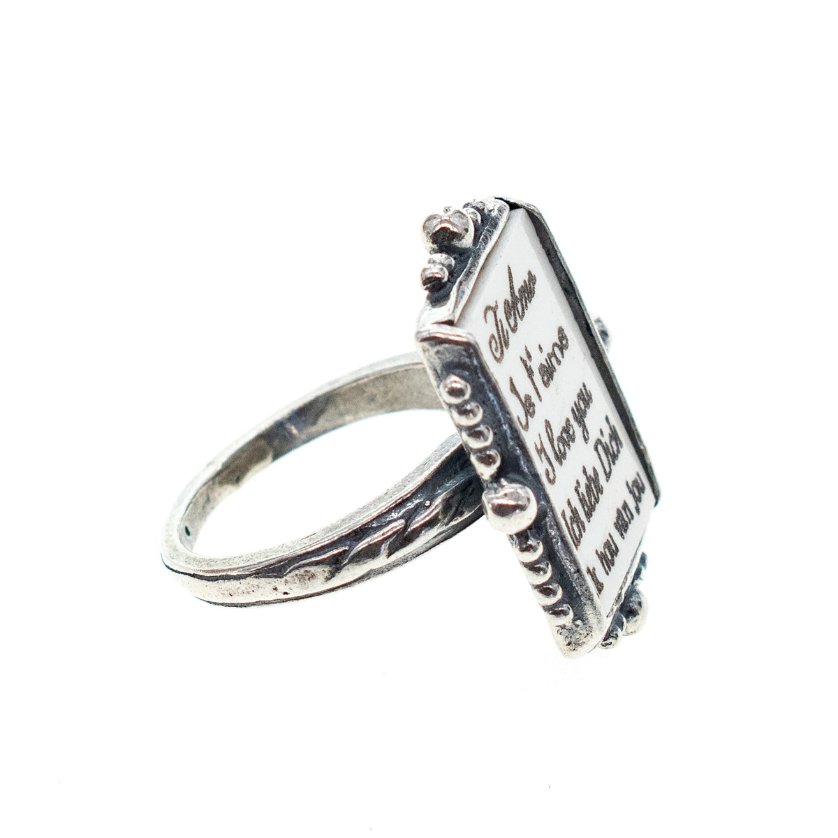 White Love Letter Ring – Sterling Silver – Gem Kingdom