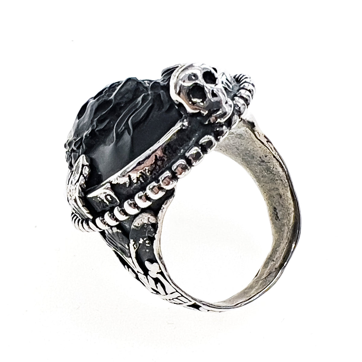 Black Cameo Ring – Sterling Silver – Gem Kingdom