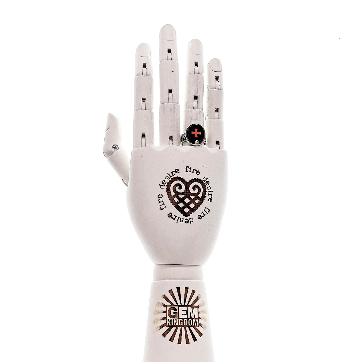 Red Cross Ring Black – Sterling Silver – Gem Kingdom