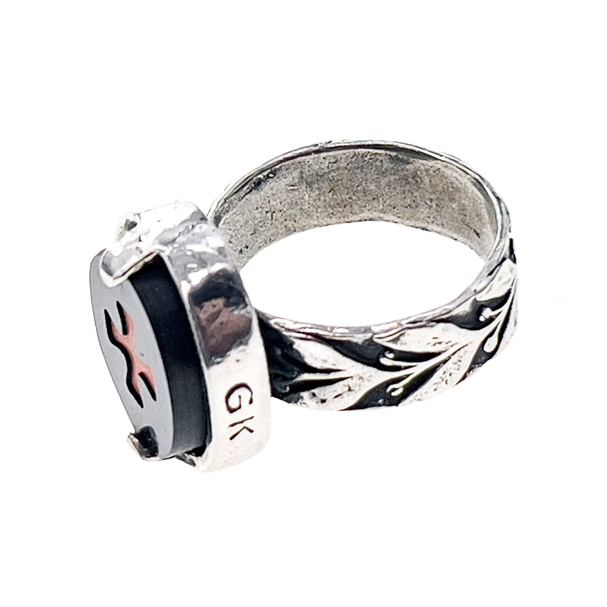 Red Cross Ring Black – Sterling Silver – Gem Kingdom