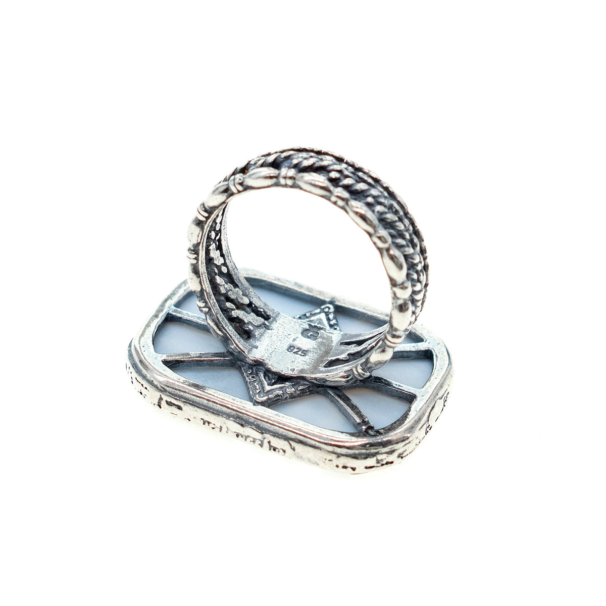 Black And White Plaid Ring – Sterling Silver – Gem Kingdom