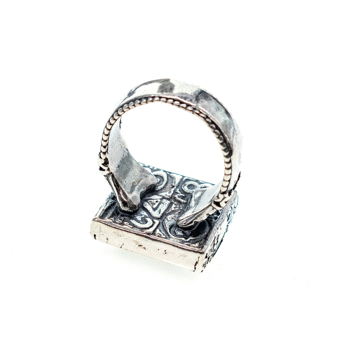 Black And White Square Ring – Sterling Silver – Gem Kingdom