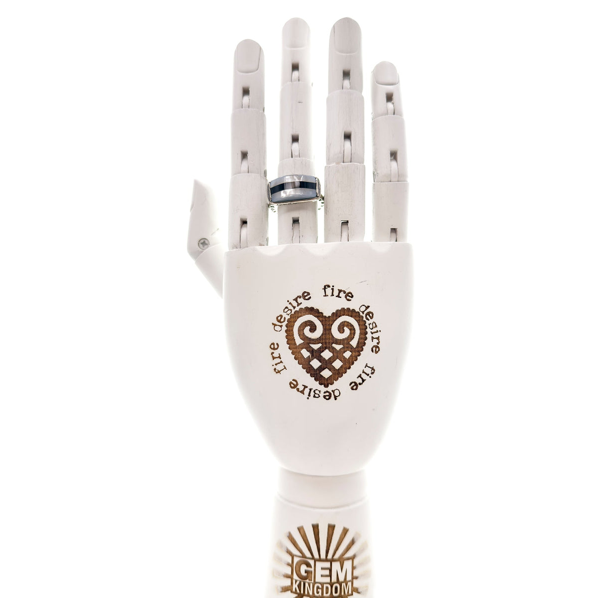 Zwart-Witte Streep Ring – Sterling Zilver – Gem Kingdom