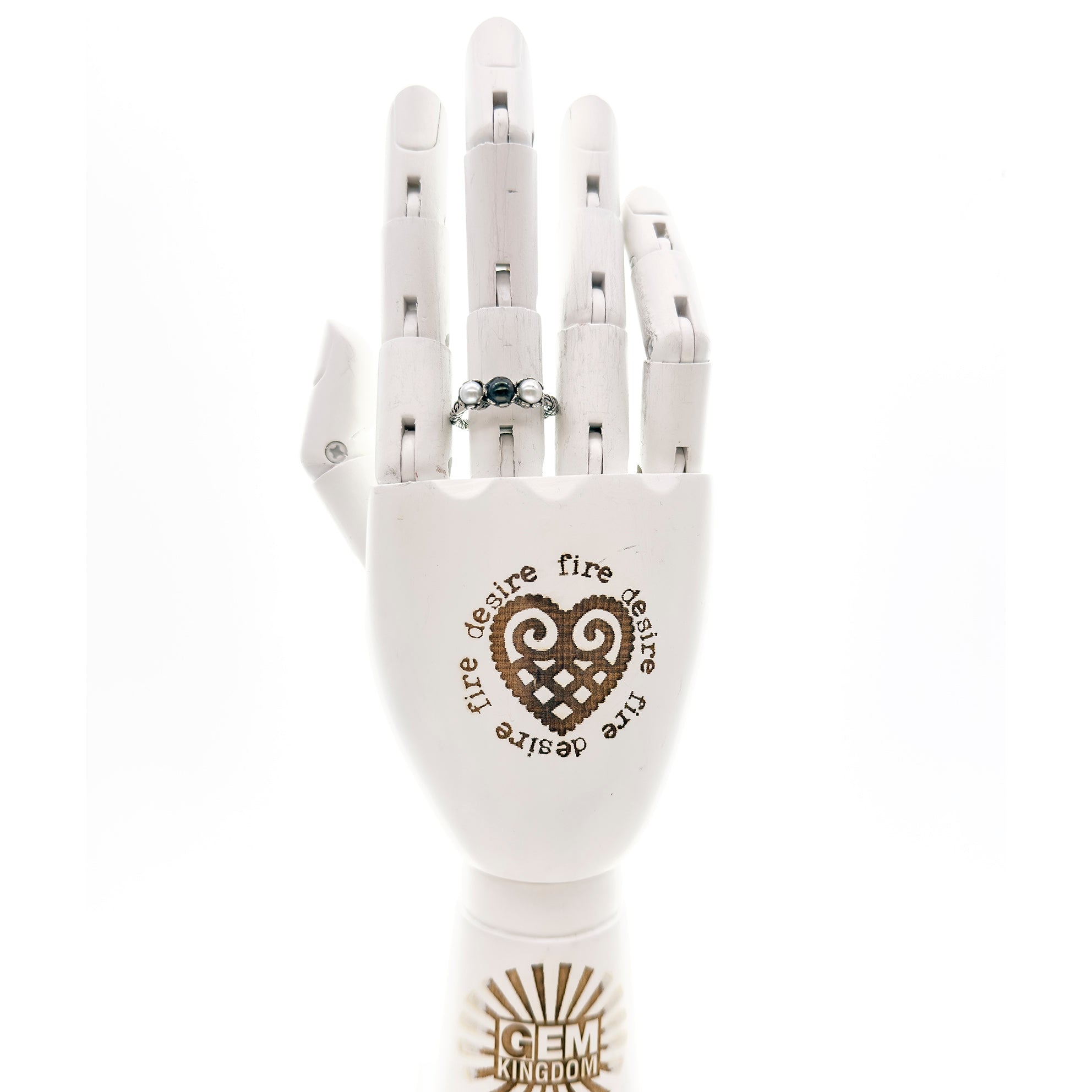 Pearl Trinity Ring – Sterling Silver – Gem Kingdom