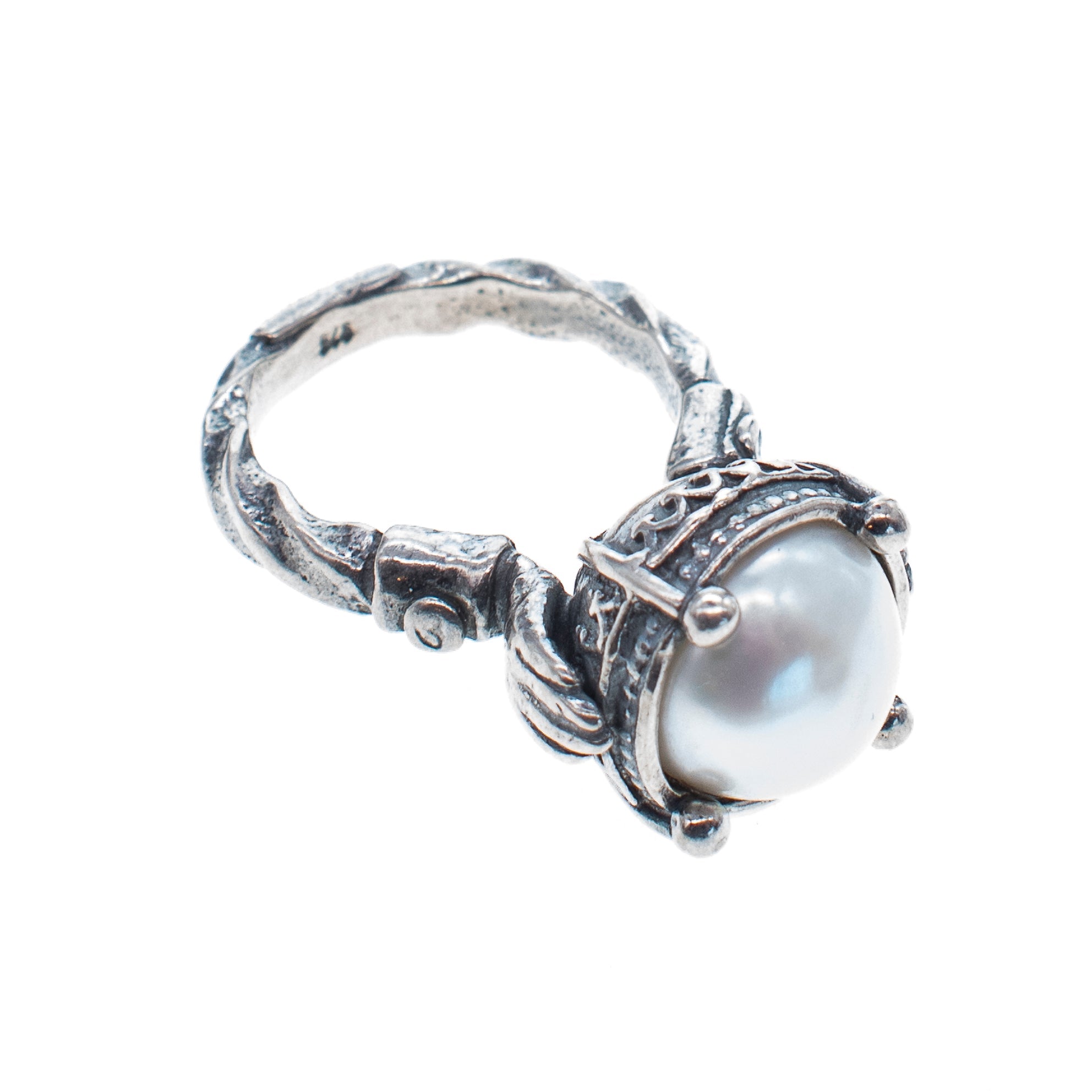 White Pearl Ring – Sterling Silver – Gem Kingdom