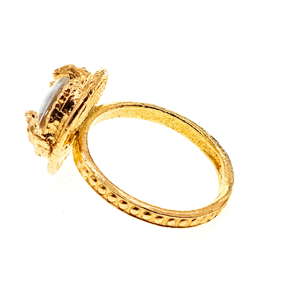 Glow In The Dark Kruis Ring Blauw – Verguld – Gem Kingdom