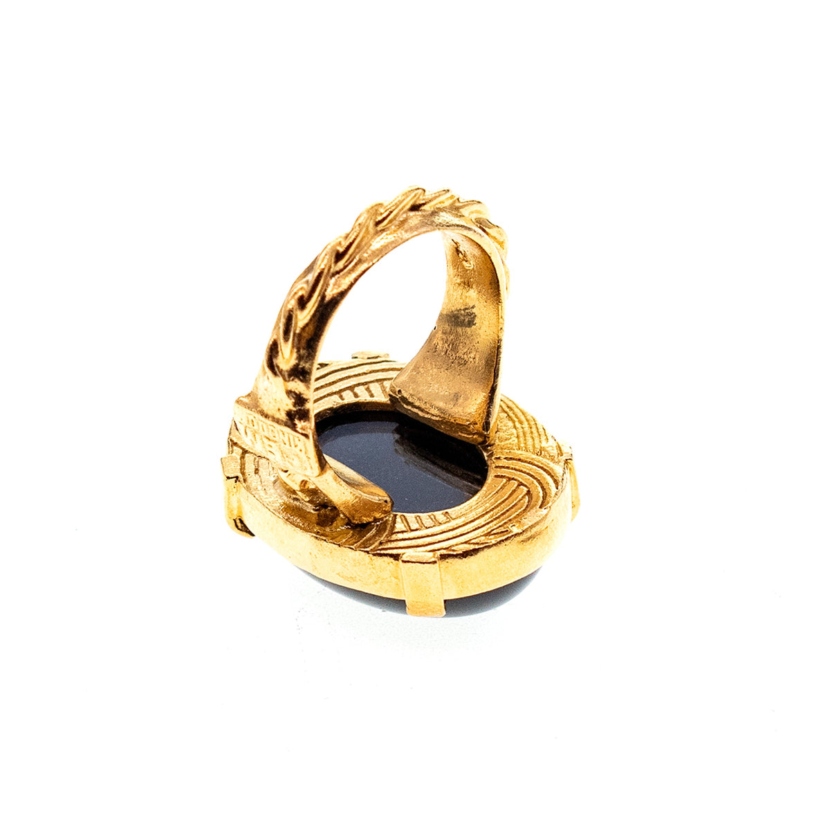 Black Onyx Circle Ring – Gold Plated – Gem Kingdom