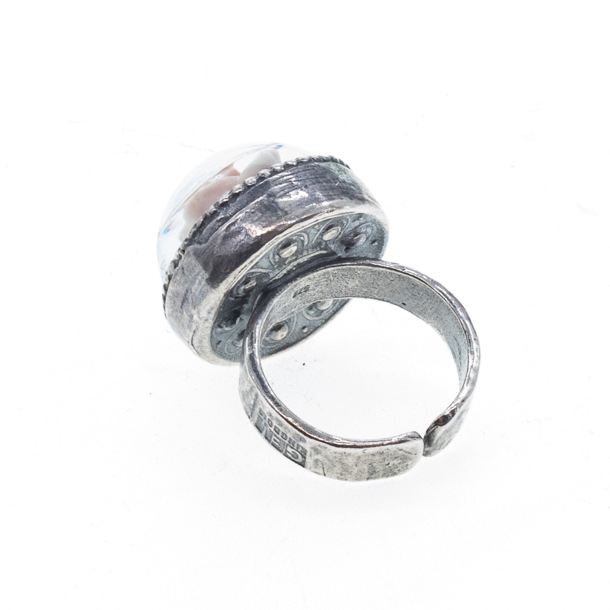 Pink Rose Resin Statement Ring – Sterling Silver – Gem Kingdom