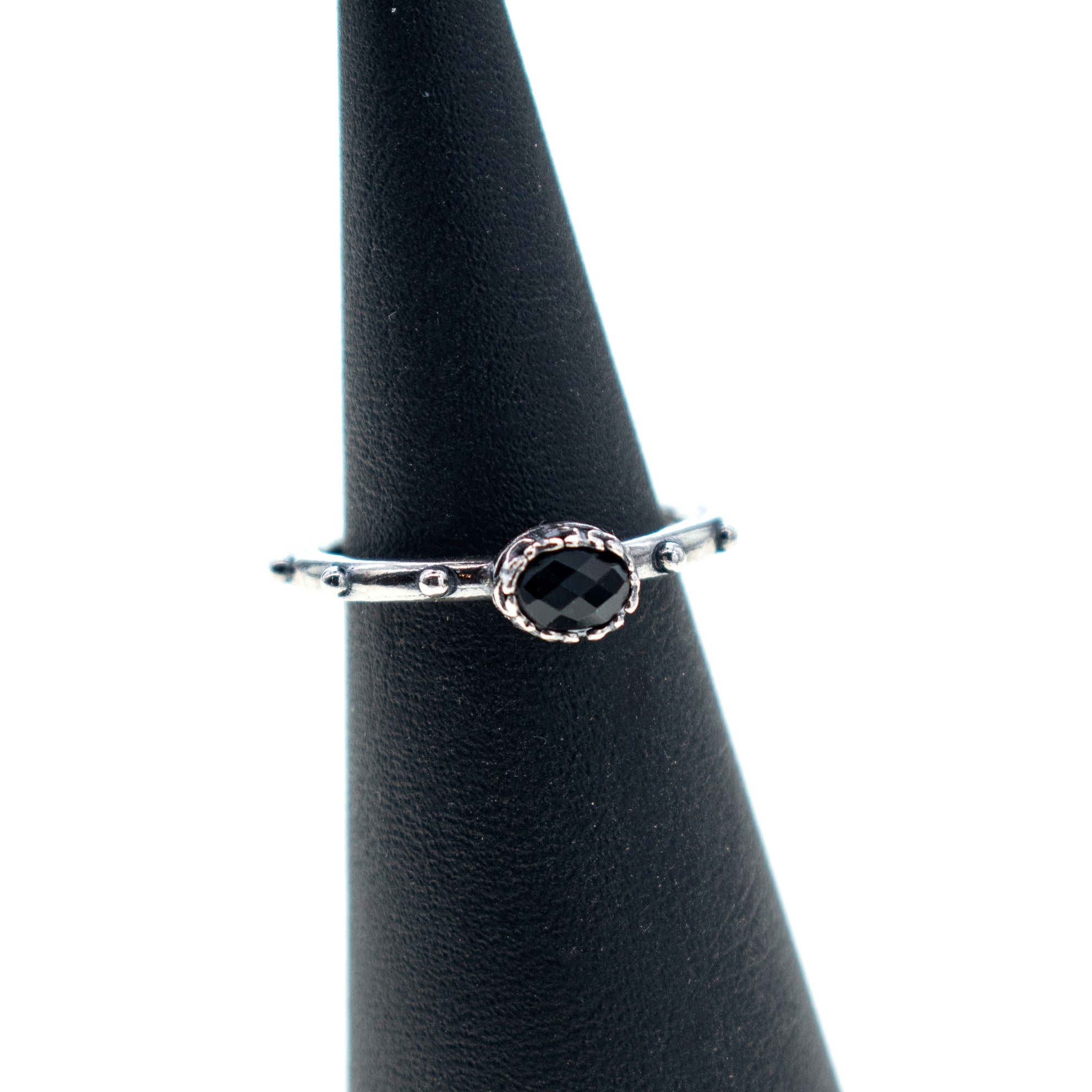 Black Spinel Studded Band Ring