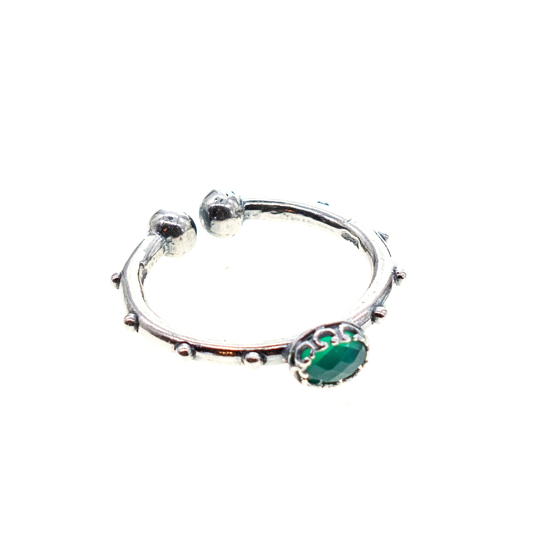 Green Agate Studded Band Ring