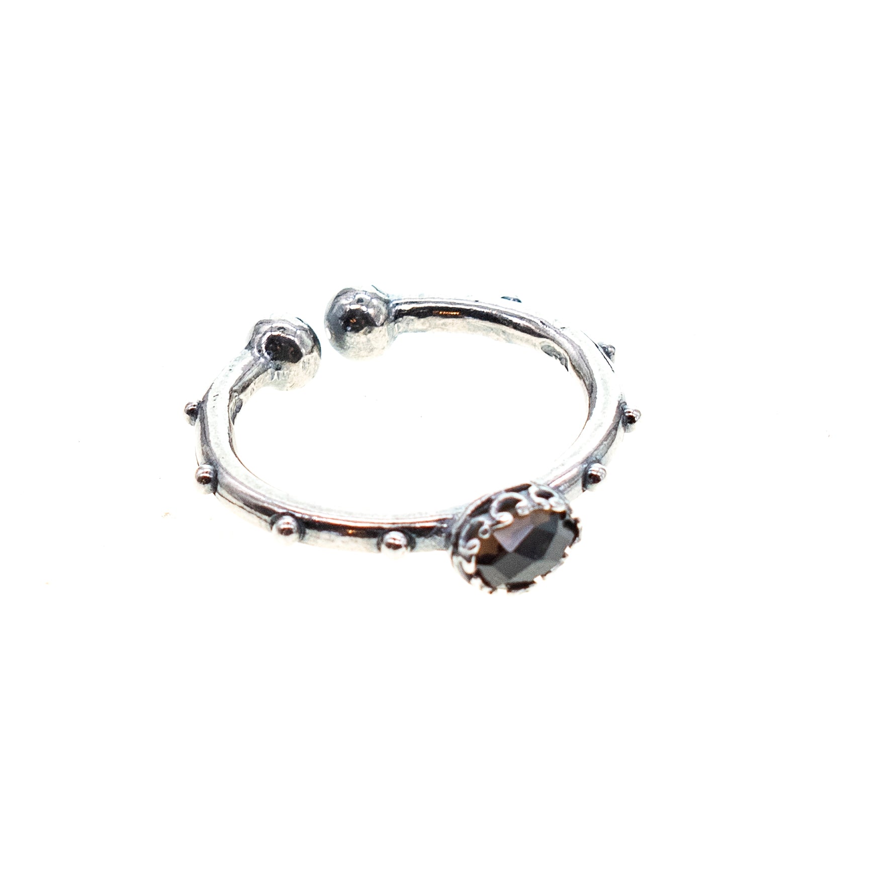 Smoke Quartz Studded Band Ring