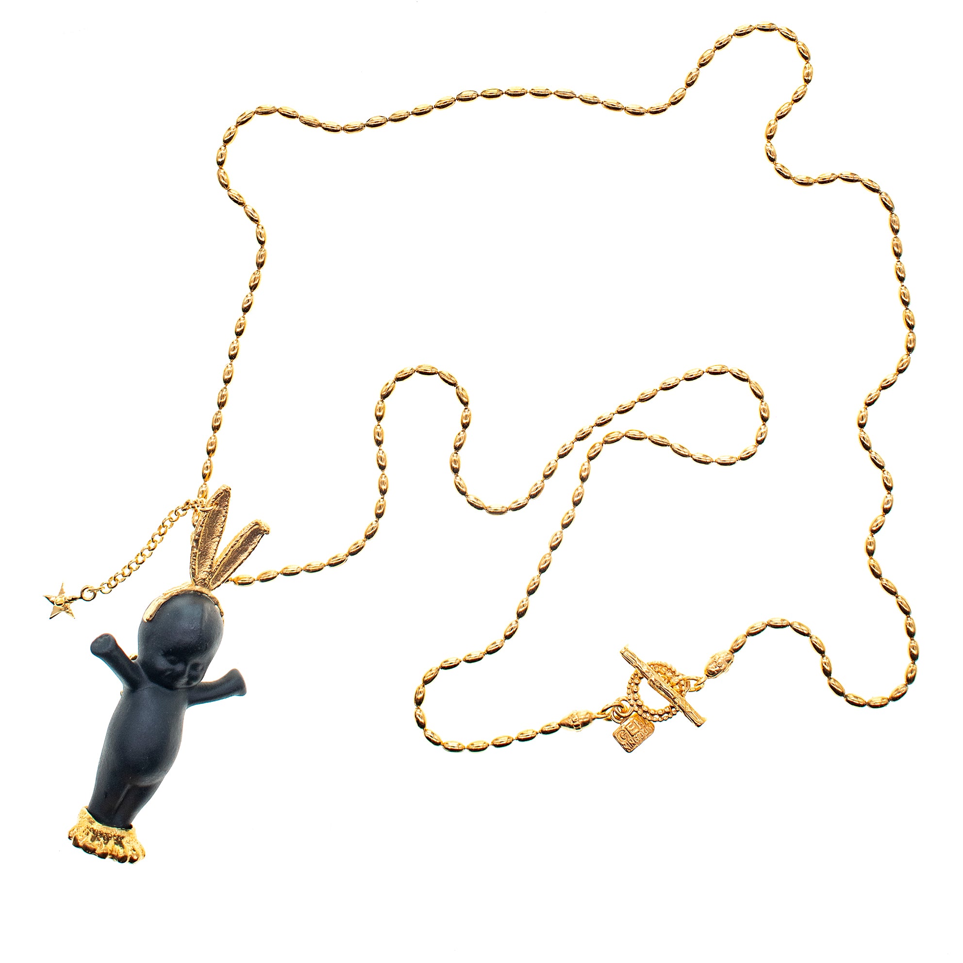 "Rebel Rabbit" Ketting Zwart En Goud