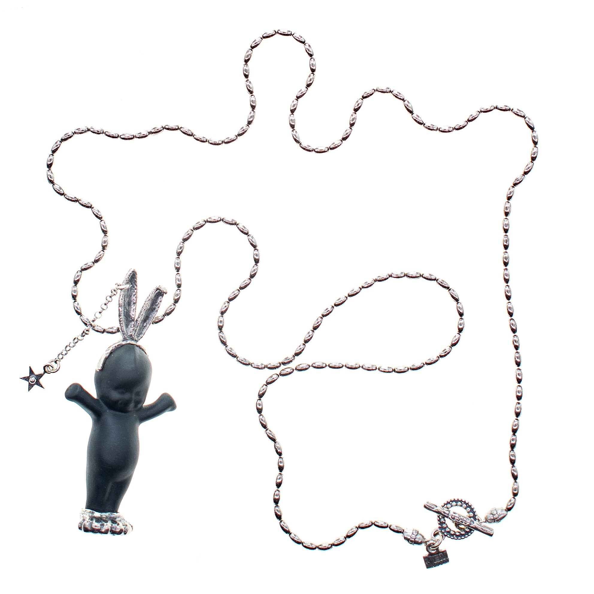 "Rebel Rabbit" Ketting Zwart En Zilver