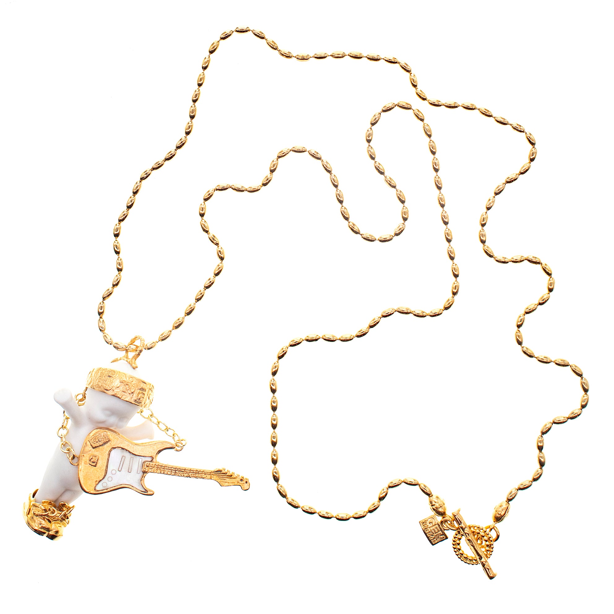 "Rock-A-Bye Baby" Necklace White And Gold