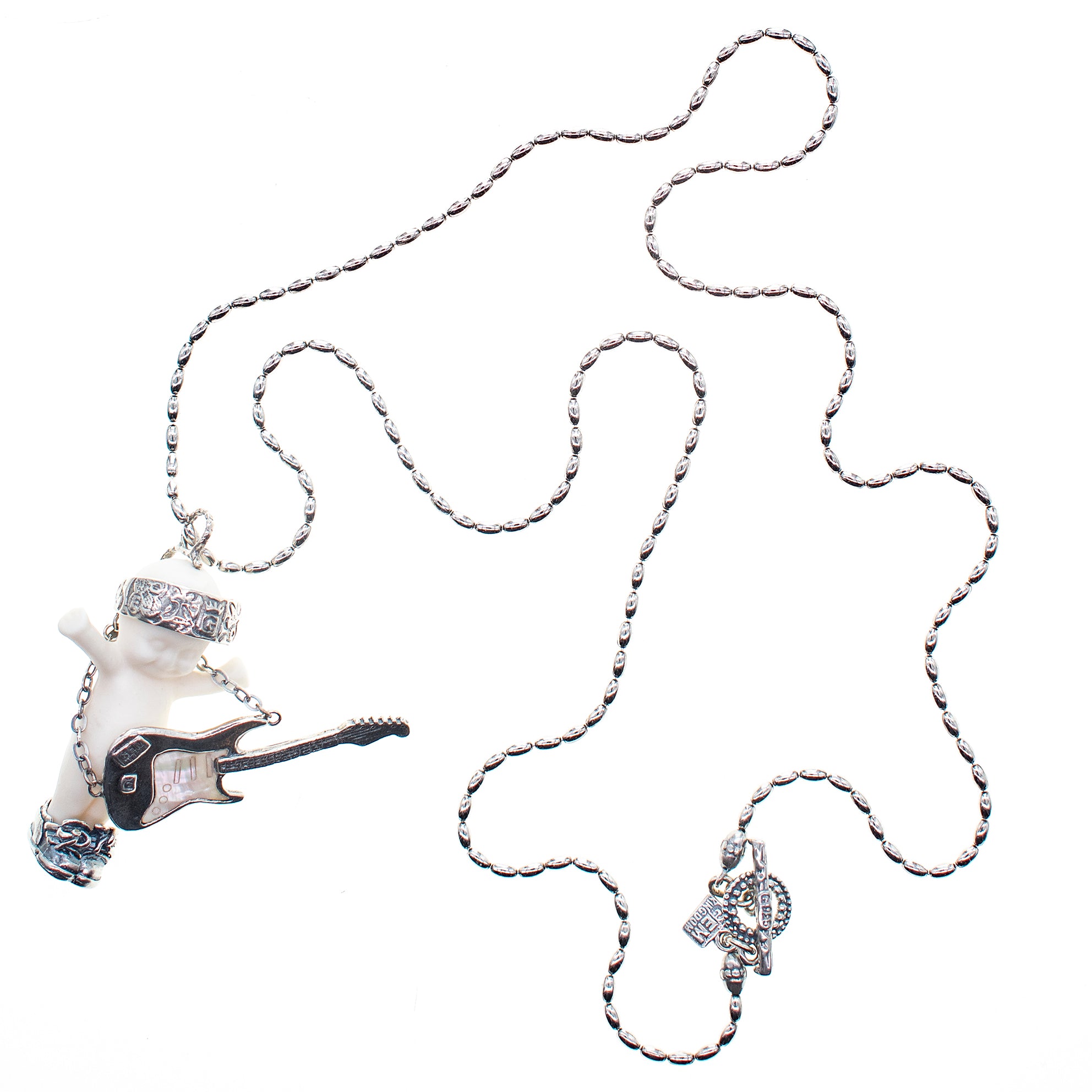 "Rock-A-Bye Baby" Necklace White And Silver
