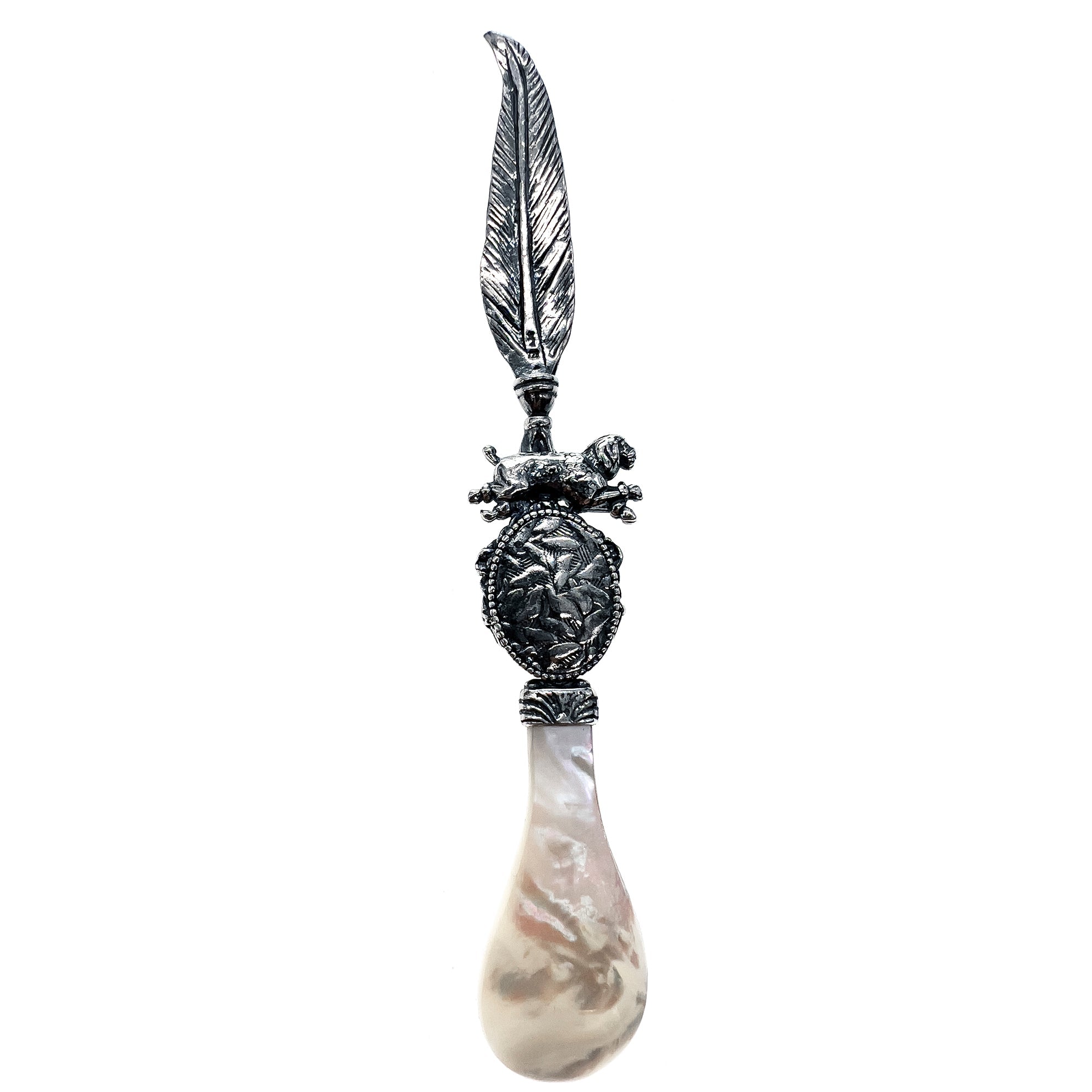 Caviar Spoon Sterling Silver &  Lavastone Cameo