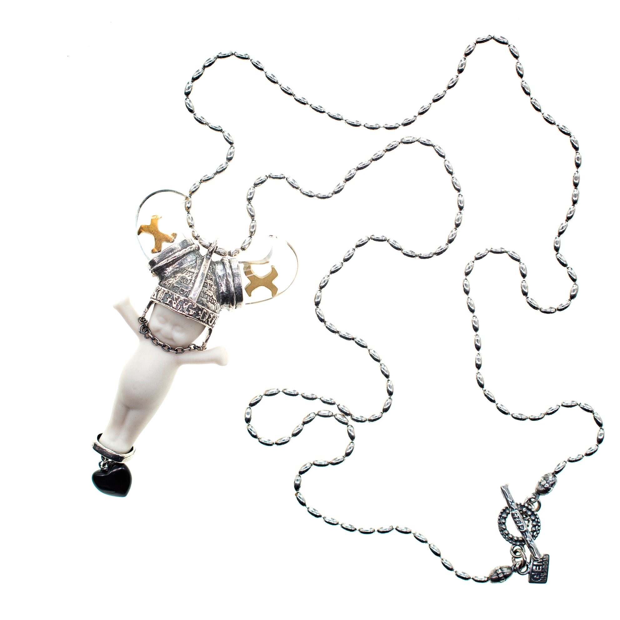 "Little Viking Brat" Necklace White And Silver