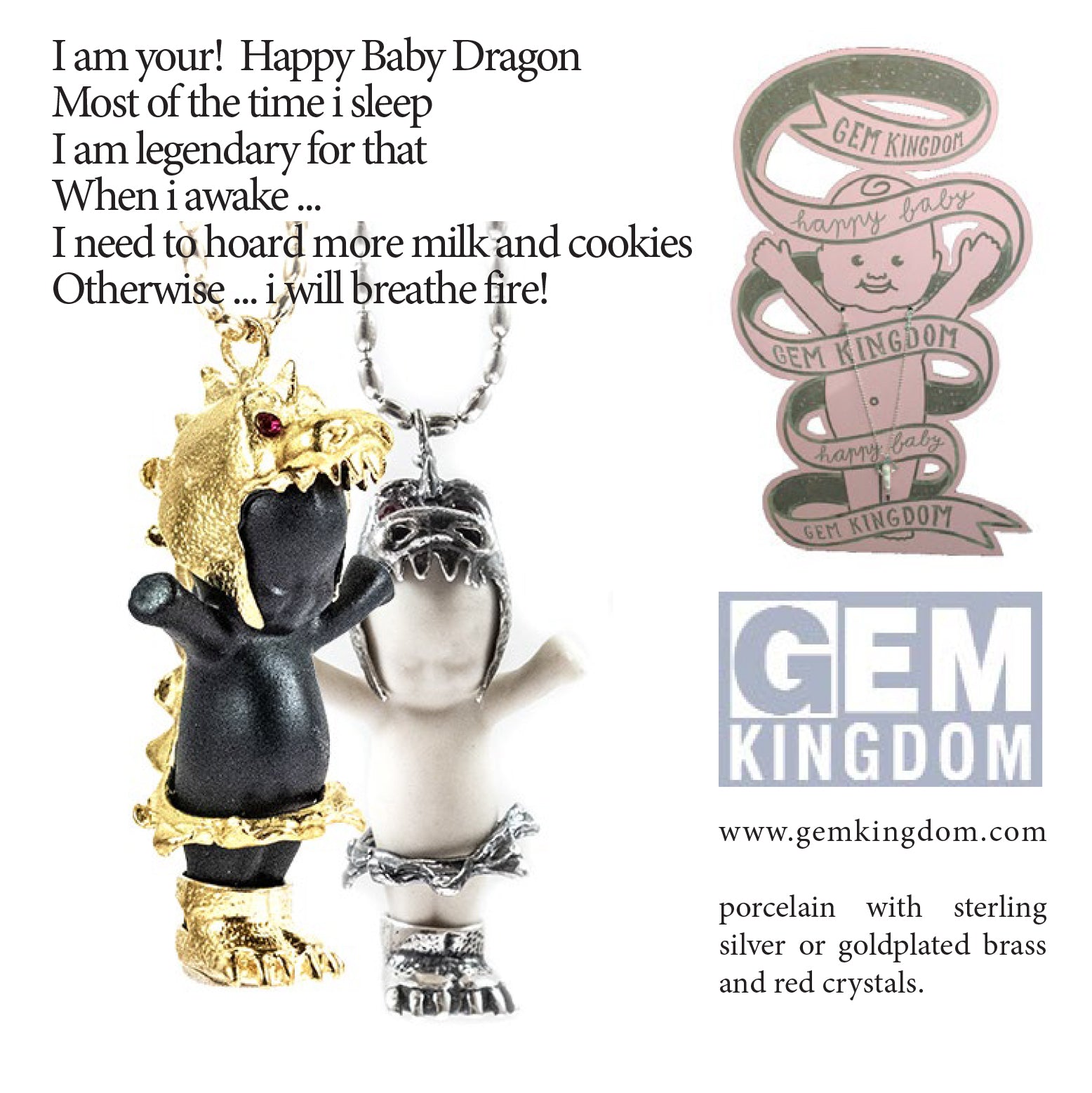 "Little Dragon" Ketting Wit En Zilver