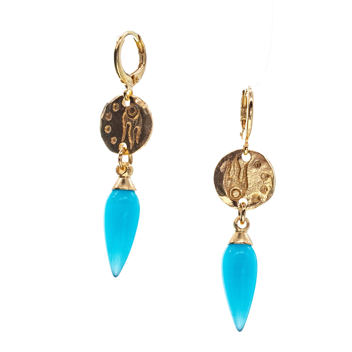 Golden Comet Earrings Blue – 18k Gold Plated – Gem Kingdom