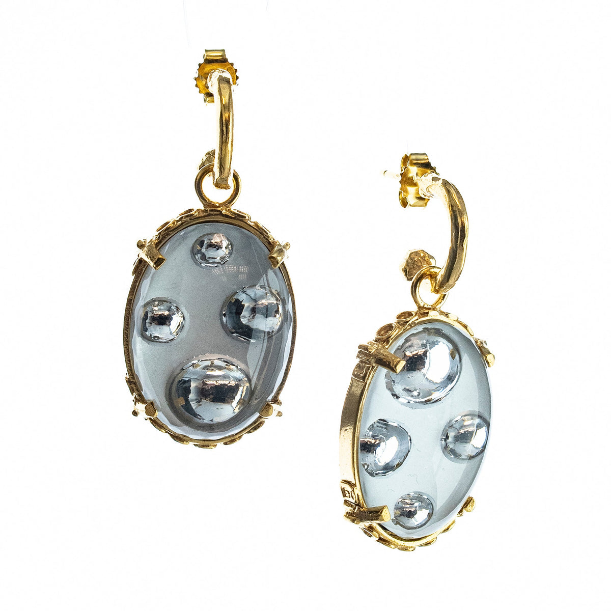 Bubble Earrings White – 18k Gold Plated – Gem Kingdom