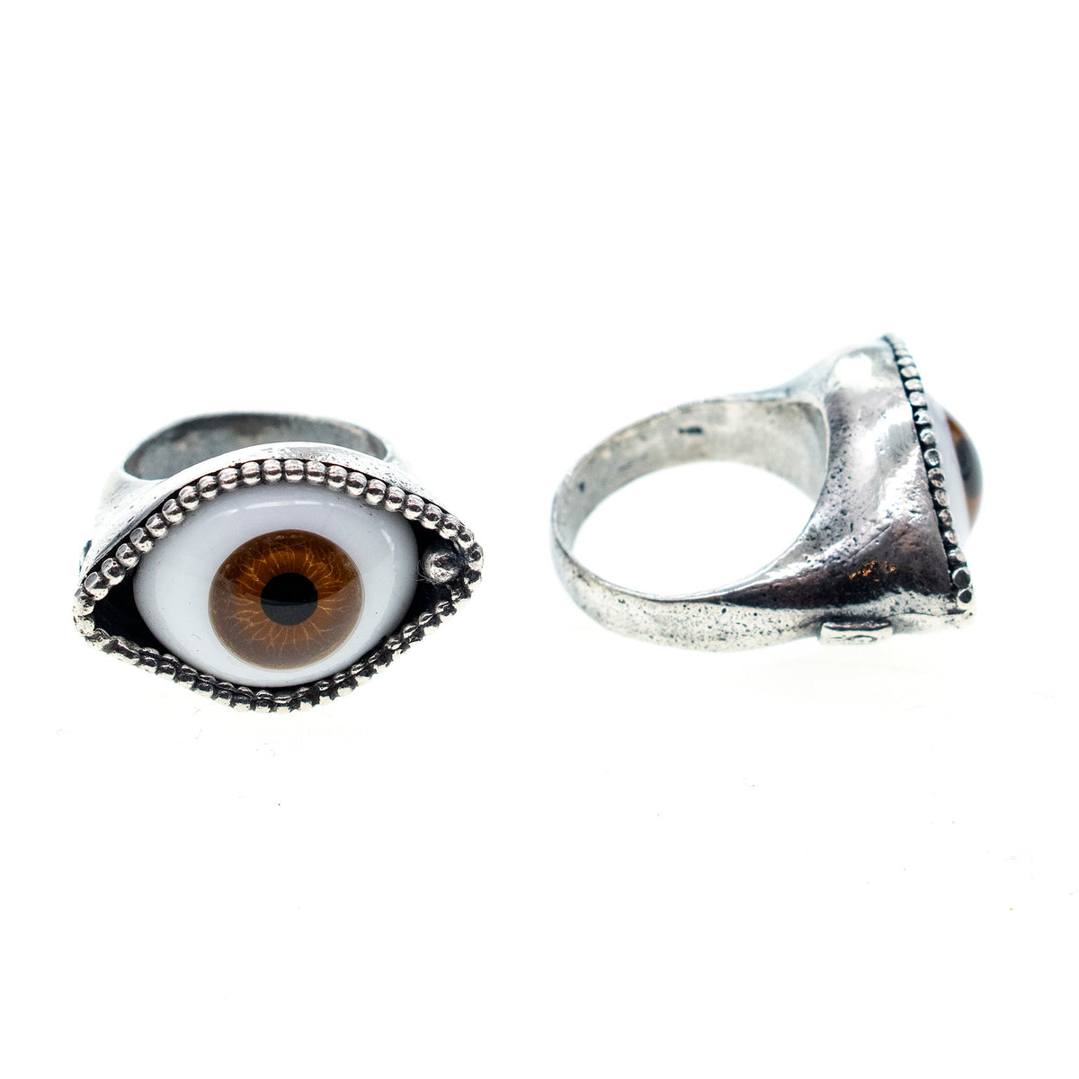 Medium Brown Eye Love You Ring – Sterling Silver – Gem Kingdom